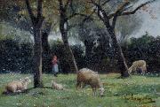 Shepherdess with sheep